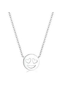 Kette mit Anhänger Elli "mit Happy Smile Face 925 Silber" Halsketten Gr. 45, ohne Stein, Silber 925 (Sterlingsilber), L: 45cm, silberfarben (silber) Damen