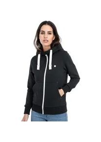 Kapuzensweatjacke DEPROC ACTIVE "FinjaCMYK II" Gr. 36 (S), schwarz Damen Sweatjacken weiche Fleecejacke mit Kängurutasche