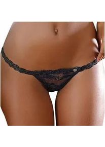 String JETTE Gr. 44/46, schwarz Damen Unterhosen aus feiner, blumiger Spitze