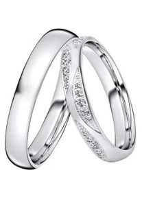 Trauring DOOSTI "Schmuck Geschenk Silber 925 Ehering Partnerring LIEBE" Fingerringe Gr. 54, mit Zirkonia, Silber 925 (Sterlingsilber), 4mm, silberfarben (silberfarben, kristallweiß) wahlweise mit oder ohne Zirkonia