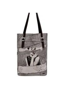 Umhängetasche DOGO "Damen Tall Bag Go Back to Being Yourself Vegan Damen Handtaschen" Gr. B/H/T: 40cm x 34cm x 10cm OneSize, grau Damen Taschen Shopper Vegan