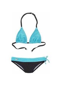 Triangel-Bikini Buffalo Gr. 164, N-Gr, blau (türkis-schwarz) Kinder Bikini-Sets mit Mustermix aus Karo und Punkten