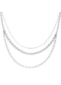 Collier Smart Jewel "zweireihig, Silber 925" Halsketten Gr. 42cm, Silber 925 (Sterlingsilber), silberfarben (silber) Damen