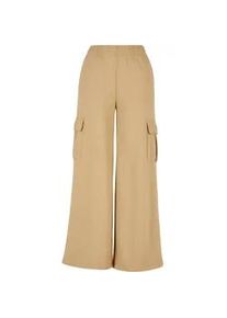 Cargohose Urban Classics "Urban Classics Damen Ladies Highwaist Wide Leg Cargo Terry Pants" Gr. XXL, US-Größen, beige (unionbeige) Damen Hosen