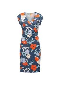 Etuikleid Ragwear "Crupi Print" Gr. L (40), Normalgrößen, blau (petrol) Damen Kleider figurbetontes Sommerkleid mit Raffung an der Taille