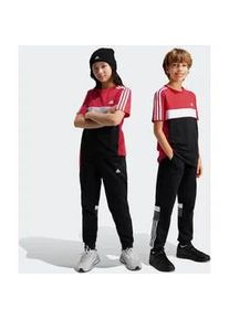 Sporthose Adidas SPORTSWEAR "TIBERIO 3STREIFEN COLORBLOCK KIDS HOSE" Gr. 164, N-Gr, schwarz (black / grey five white) Kinder Hosen