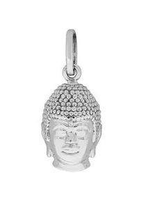 Ketten-Anhänger Vivance "925/- Sterling Silber rhodiniert Buddah-Kopf Zirkonia" Schmuckanhänger Gr. ONE-SIZE, Silber 925 (Sterlingsilber), 3,2 g, weiß (weiß, weiß) Damen