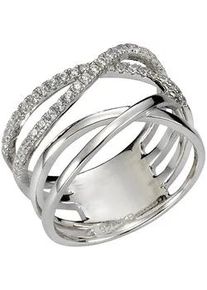 Fingerring ZEEme "925 Silber rhodiniert Zirkonia weiß" Fingerringe Gr. 016 (50,5), Silber 925 (Sterlingsilber), weiß (weiß, weiß) Damen