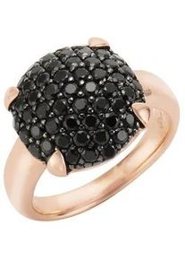 Fingerring JAMELLI "925/- Sterling Silber rotvergoldet mit Onyx" Fingerringe Gr. 058 (18,5), Silber 925 (Sterlingsilber), gelb (gelb, schwarz) Damen