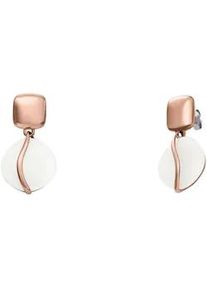 Paar Ohrstecker Skagen "SOFIE SEA GLASS, SKJ1816791" Ohrringe Gr. Edelstahl, rosegold (roségoldfarben, edelstahlfarben, weiß, weiß) Damen mit Glassteinen