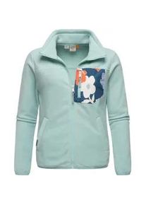 Sweatjacke Ragwear "Appolo" Gr. L (40), blau (aquablau) Damen Sweatjacken Modische Fleecejacke mit Stehkragen