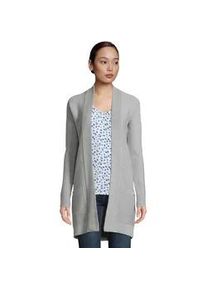 Longstrickjacke Tom Tailor Gr. L (40), grau (silver grey melange) Damen Strickjacken Longstrickjacke Strickjacke aus Rippstrick mit aufgesetzten Taschen