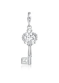 Charm-Einhänger NENALINA "Anhänger Schlüssel Symbol Ornament 925 Silber" Charms Gr. ohne Stein, silberfarben (silber) Damen