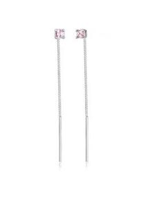 Paar Ohrstecker Elli "Durchzieher Zirkonia Funkelnd Fein 925 Silber" Ohrringe Gr. OneSize, mit Steinen, Silber 925 (Sterlingsilber), silberfarben (silber, pink) Damen