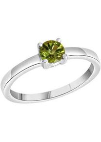 Fingerring Vivance "925-Sterling Silber rhodiniert Peridot" Fingerringe Gr. 056 (17,8), Silber 925 (Sterlingsilber), weiß (weiß, grün) Damen