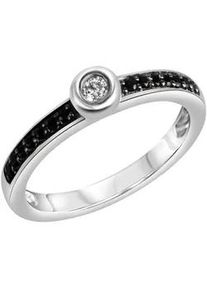 Fingerring Celesta "925 Silber rhodiniert mit Zirkonia weiß und schwarz" Fingerringe Gr. 060 (19,1), Silber 925 (Sterlingsilber), silberfarben (silbergrau, schwarz) Damen