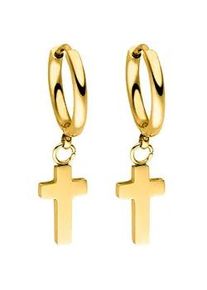 Paar Creolen PURELEI "Schmuck Geschenk Cross Kreuz Ohrringe" Ohrringe Gr. Edelstahl, goldfarben (gelbgoldfarben) Damen