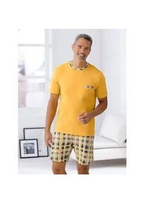 Shorty Gr. 48/50, gelb (ocker-graphit-kariert) Herren Homewear-Sets