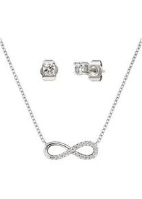 Ohrring und Ketten Set Engelsrufer "Schmuck Geschenk, INFINITY UNENDLICHKEITSSCHLEIFE, ERMT-LILINFINITY-ZI" Schmuck-Sets silberfarben (silberfarben, kristallweiß, kristallweiß) Damen mit Zirkonia (synth.)