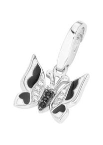 Charm-Einhänger Giorgio Martello MILANO "Schmetterling, Silber 925" Charms schwarz Damen