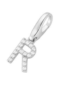 Charm Buchstabe Giorgio Martello MILANO "Buchstabe R, Zirkonia Steine, Silber 925" Charms weiß Damen