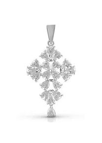 Ketten-Anhänger Firetti "Schmuck Geschenk Silber 925 Halsschmuck Anhänger Kreuz" Schmuckanhänger Gr. Silber 925 (Sterlingsilber), 2,56 g, bunt (silberfarben, weiß, weiß) Damen mit Zirkonia (synth.)