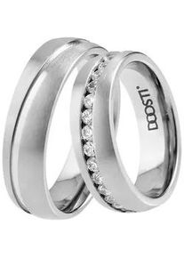 Trauring DOOSTI "Schmuck Geschenk TITAN Ehering Partnerring LIEBE" Fingerringe Gr. 68, ohne Zirkonia, Titan, 6mm, grau (titanfarben) Made in Germany - wahlweise mit oder ohne Zirkonia