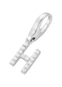 Charm Buchstabe Giorgio Martello MILANO "Buchstabe H, Zirkonia Steine, Silber 925" Charms weiß Damen