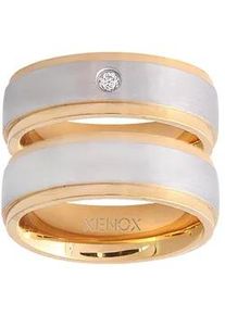 Partnerring XENOX "X2228, X2229" Fingerringe Gr. 52, mit Zirkonia, Edelstahl, 6mm, silberfarben (goldfarben-silberfarben + weiß) wahlweise mit oder ohne Zirkonia