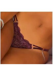 String Lascana Gr. 32/34, rot (weinrot) Damen Unterhosen mit extravaganten Glitzeraccessoires