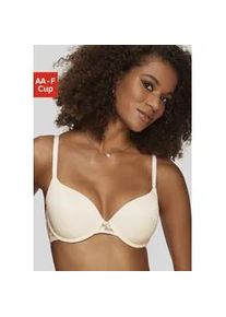 Schalen-BH Lascana Gr. 70, Cup A, beige (puder) Damen BHs mit Rücken aus blumiger, elastischer Spitze, Dessous