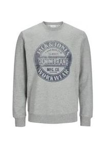 Jack & Jones PlusSize Sweatshirt JACK & JONES PLUSSIZE "JJJEANS SWEAT O-NECK PLS" Gr. 4XL, grau (light melange) Herren Sweatshirts