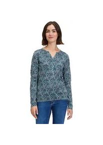 BETTY & CO Kurzarmshirt BETTY & CO "Betty Co Casual-Shirt mit verdeckter Verschlussleiste" Gr. L, blau (dunkelblau, petrol) Damen Shirts Druck