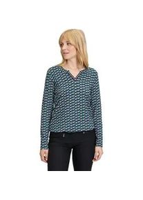 Kurzarmshirt Betty Barclay "Betty Barclay Blusenshirt mit Print" Gr. 36, blau (schwarz, petrol) Damen Shirts Rippbündchen