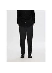 Chinohose Selected HOMME "SLH190-REG TAPERED LEROY PLEAT PANT NOOS" Gr. M, N-Gr, schwarz Herren Hosen