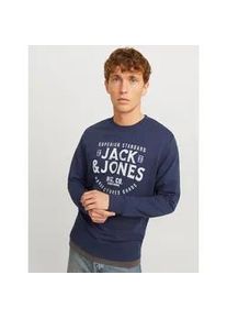 Jack & Jones Sweatshirt JACK & JONES "JJJEANS SWEAT O-NECK" Gr. M, blau (navy blazer) Herren Sweatshirts