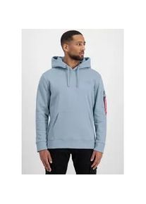 Kapuzensweatshirt Alpha Industries "BACK PRINT HOODY" Gr. S, bunt (graublau) Herren Sweatshirts