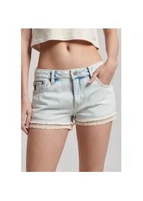 Jeanshotpants Superdry "VINTAGE DENIM HOT SHORT" Gr. 32, N-Gr, blau (pale icy blu) Damen Jeans