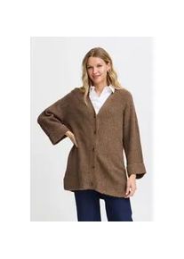 Strickjacke Fransa "Fransa FRBEVERLY CAR 3" Gr. S, braun (rain drum melange) Damen Strickjacken