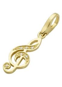 Charm-Einhänger Giorgio Martello MILANO "Notenschlüssel mit Zirkonia, Silber 925" Charms goldfarben (gold) Damen