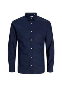 Jack & Jones Langarmhemd JACK & JONES "JJJOE STRUCTURE SHIRT LS AW24" Gr. S, N-Gr, blau (navy blazer) Herren Hemden