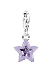 Charm Stern Thomas Sabo "mit Steinen und Kaltemaille, 2039-041-13, 2043-496-7, 2044-041-14" Charms bunt (silberfarben-violett + violett) Damen mit Glas-Keramik Stein oder Zirkonia (synth.)