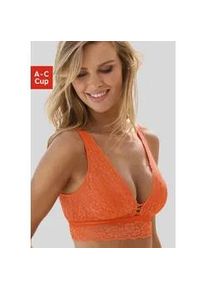 Bralette Vivance Gr. 75, Cup A, orange (tangerine) Damen BHs ohne Bügel, rundherum aus floraler Spitze, Dessous