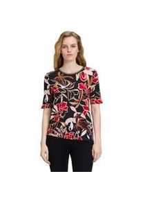 Kurzarmshirt Betty Barclay "Betty Barclay Basic Shirt mit Print" Gr. 42, rot (schwarz/rot) Damen Shirts Rippbündchen