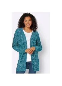 Strickjacke Casual Looks Gr. 36, blau (petrol, meliert) Damen Strickjacken