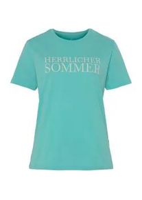 T-Shirt Herrlicher "CAMBER" Gr. XS (34), blau (türkis) Damen Shirts