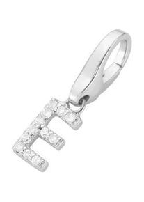 Charm Buchstabe Giorgio Martello MILANO "Buchstabe E, Zirkonia Steine, Silber 925" Charms weiß Damen