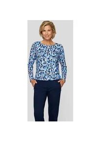 Print-Shirt Rabe "Rabe Gemustertes Shirt mit Faltenlegung" Gr. 38, blau (dunkelblau) Damen Shirts