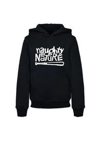 Kapuzensweatshirt Merchcode "Merchcode Herren Kids Naughty By Nature - Logo Basic Hoody" Gr. 122/128, schwarz Jungen Sweatshirts