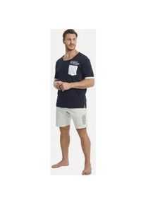 Shorty Jan Vanderstorm "Kurzer Schlafanzug VERBRAND" Gr. L, blau (dunkelblau hellgrau) Herren Homewear-Sets mit nordischen Aufdrucken